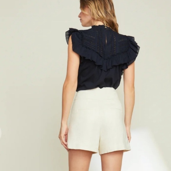 VERONICA BEARD Tamsyn navy ruffled top - Picture 4 of 11